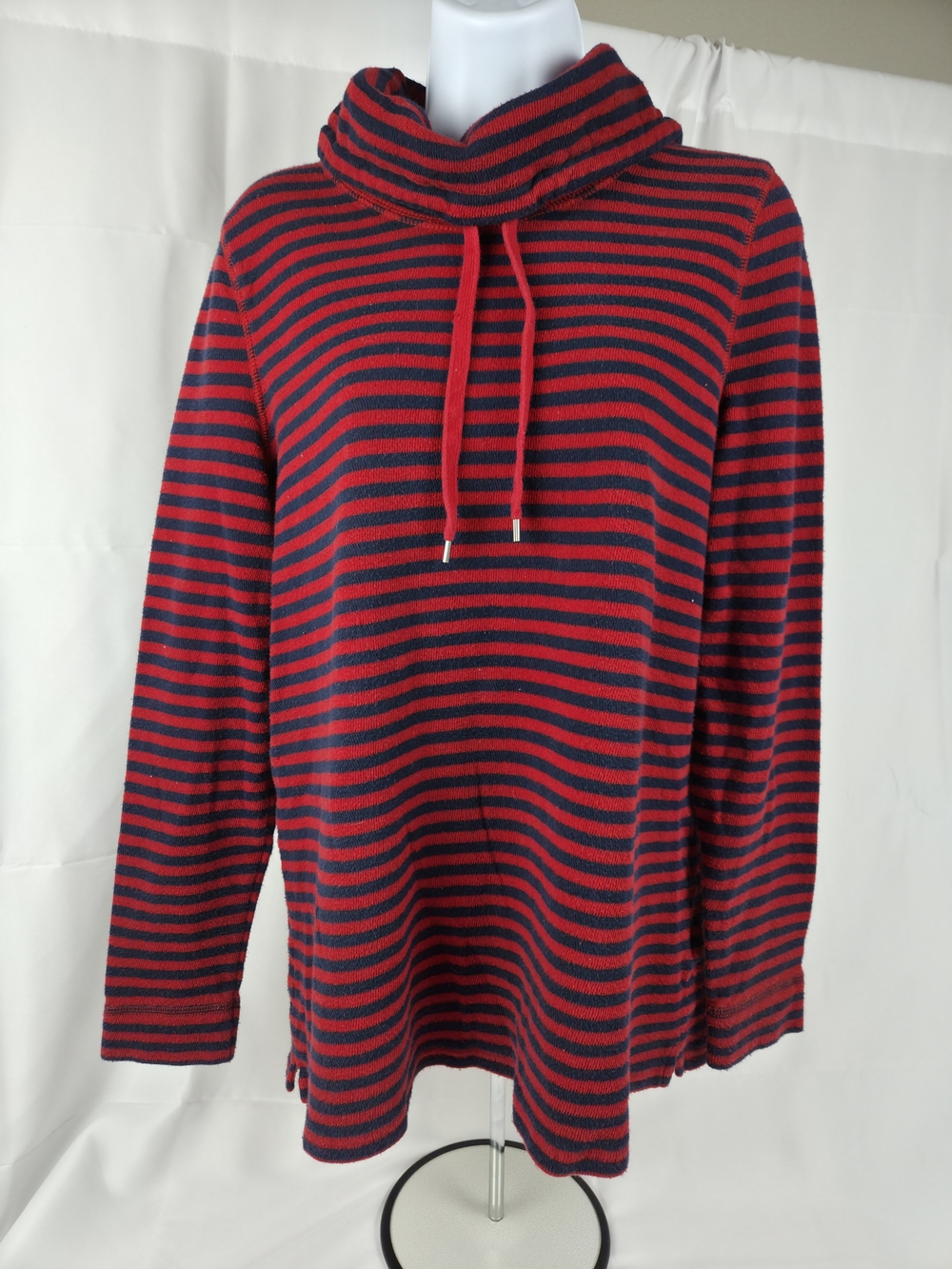 American Living Red and Navy Striped Turtleneck Sweater